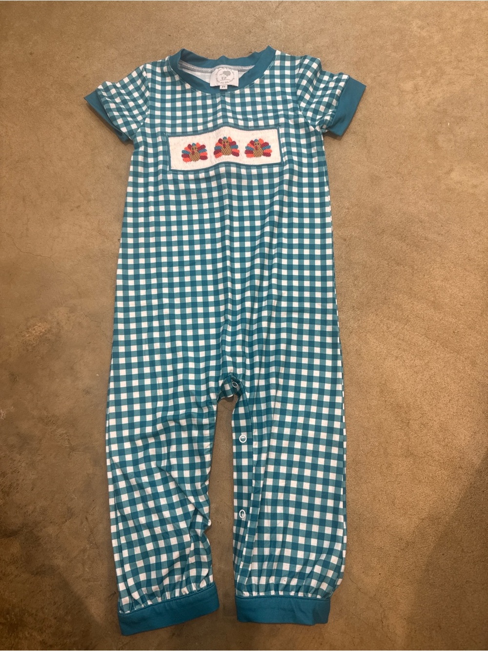 & Other Stories Teal and White Gingham Smocked One-Piece